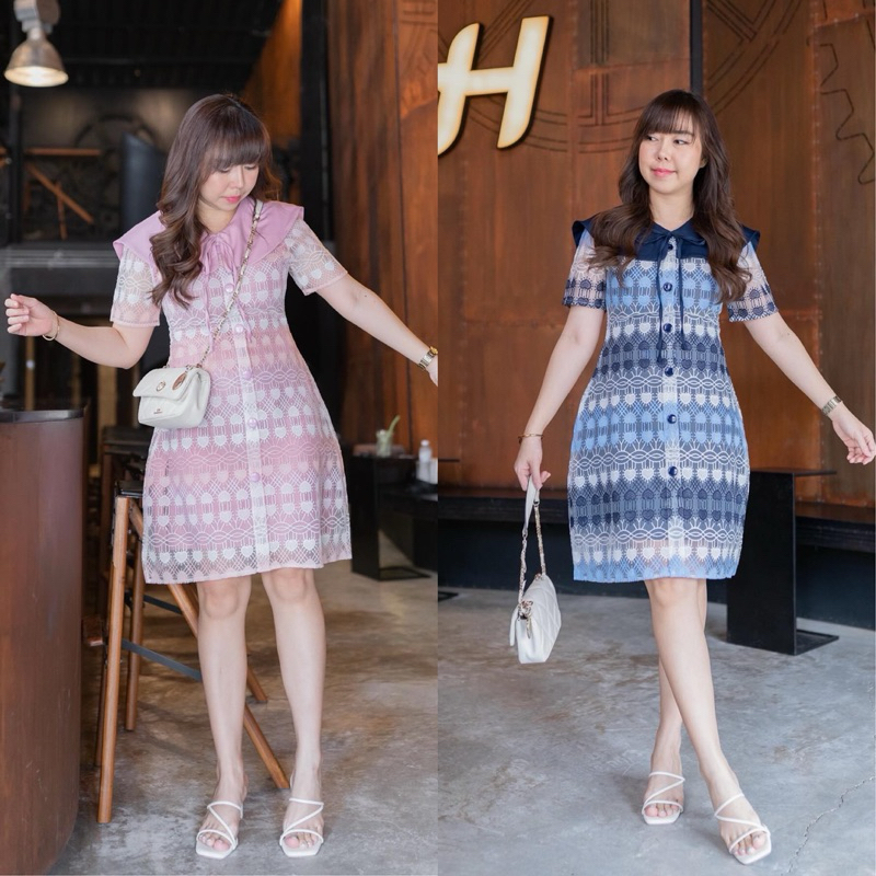 Code : Heart lace dress (Pink/Navy)