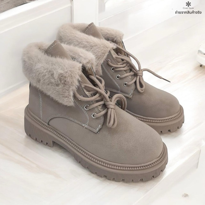 Crazy Snow บูทหนังกลับข้อสั้น บุขนกันหนาว ลุยหิมะ รุ่น Bella Frost (926)
