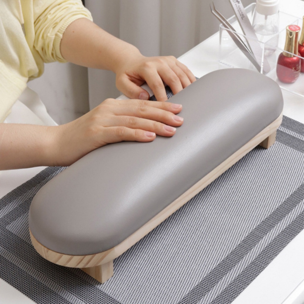 [Ready stock]หมอนรองมือหนังนุ่ม เบาะฐานไม้ เหมาะสำหรับร้านทำเล็บ NAIL ARM REST ออกแบบตามหลักสรีรศาสตร์ มุมที่สบาย