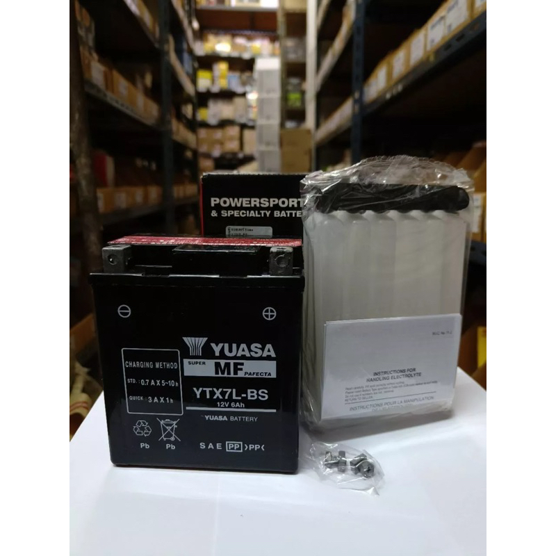 แบตเตอรี่ Yuasa(ยัวร์ซ่า) แท้ YTX7L-BS 12V6Ah รับประกันคุณภาพ!!