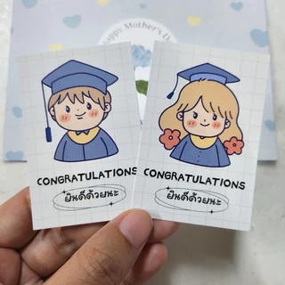 ปัจฉิม การ์ด สติ๊กเกอร์ congratulations 10 แผ่น 5x7.5 cm(รหัส con 38 )