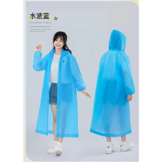 เสื้อกันฝน เสื้อกันฝนแฟชั่น PEVA เสื้อกันฝนผู้ใหญ่ ไม่มีฝนรั่ว หนาขึ้น ทน และมีน้ำหนั พับเก็บง่าย