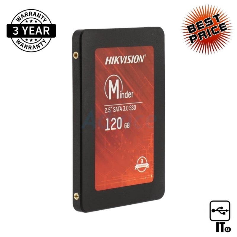 120 GB SSD SATA HIKVISION MINDER (HS-SSD-MINDER(S)/120G) ประกัน 3Y หรือ 40 TBW SSD SATA 2.5'' 128 GB