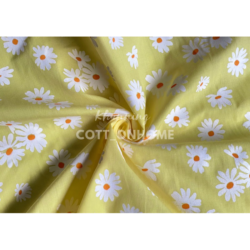ผ้าเมตร ผ้าคอตตอนทีซี ลายเดซี่ หน้ากว้าง 45นิ้ว(110cm) ลายดอกเดซี่ขาว พร้อมส่ง - รูปที่ 5
