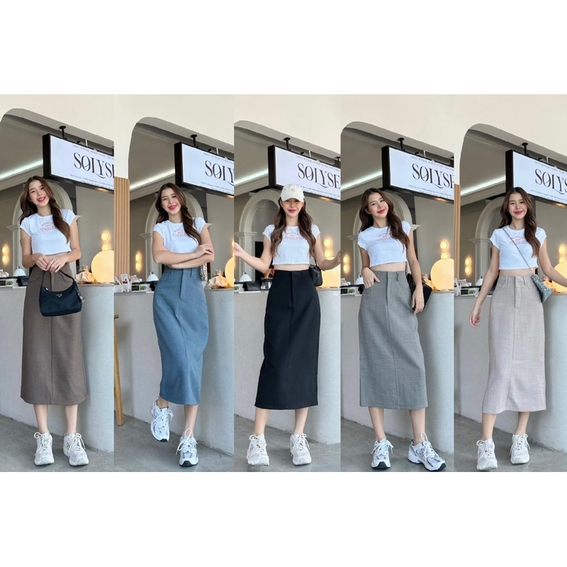 (S-5XL)🦋 กระโปรงยาว (รุ่นผ่าหลัง) ทรงสวย ใส่แมทช์ง่าย ✔️
