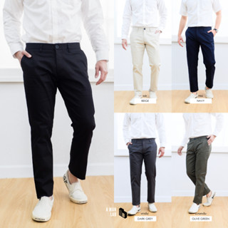 ราคากางเกงขายาว ผู้ชาย กระบอกเล็ก กางเกงชิโน่ MEN PANTS - A MAN LAB สแล็ค ขาเดฟ สีดำ สีครีม