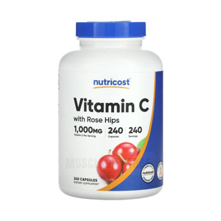 💊Nutricost Vitamin C With Rose Hips, 1,000 mg(240 Capsules) วิตามินซีผสมโรสฮิป ชนิดแคปซูล ต้านอนุมูลอิสระ