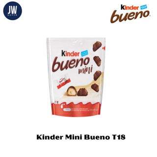 Kinder Bueno Mini คินเดอร์บลูเอโน มินิ เวเฟอร์เคลือบช๊อคโกแลตไส้ Milk &amp; Hazelnut T18 108G (18 ชิ้น/ห่อ)BBE: 12/2023