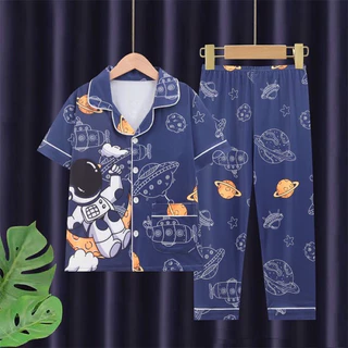 ชุดนอนเด็ก ชุดเซ็ตเสื้อเชิ้ตแขนสั้นกางเกงขายาว ขนาด110-160 พร้อมส่งจ้