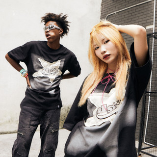 KR969 "Star Shadow T-Shirts" เสื้อยืด Oversize เกาหลี ลายดาวซ้อนกันสองดวงโครตหล่อเท่ห์ ใส่ได้ Unisex