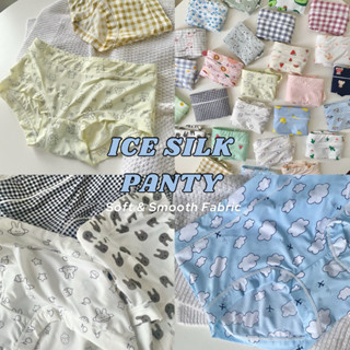 (ชุด2) girlysecret.bkk | ICE SILK PANTIE กางเกงในผู้หญิงเอวกลาง ผ้าลื่น ทรงboy short ใส่สบาย พิมพ์ลายน่ารัก คุณภาพดี