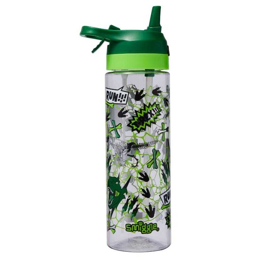 Smiggle Spritz Plastic Drink Bottle 700Ml ขวดน้ำสมิกเกอร์ลาย Dino-gree เขียว แบบสเปรย์ กดเด้ง พร้อมส่งในไทย