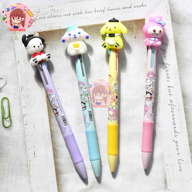 พร้อมส่ง  ปากกา 3 in1 ปากกา 3 สี  หัวการ์ตูน น่ารัก