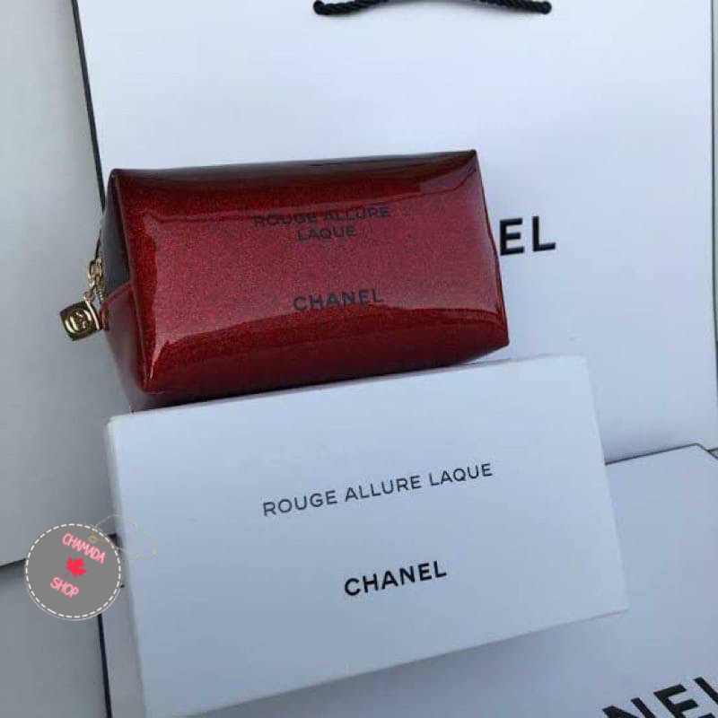 Chanel กระเป๋า เครื่องสำอางค์ หนังเเก้ว♥️♥️แท้