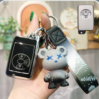 เคสรีโมทรถ Toyota Camry  2009 ดำเงาเส้นสีเงิน และสีขาวเส้นสีเงิน ดูเรียบหรู (Silver-Line TPU Key Case)