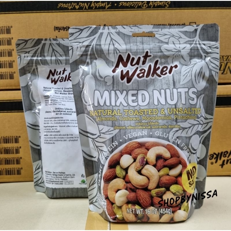 ✨️โค้ดลดในไลฟ์✨️Nut Walker Mixed Nut Natural Toasted & Unsalted 454g (Exp 07/2027)