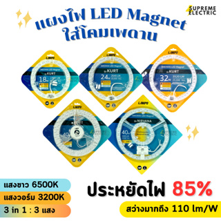 แผงไฟ LED Magnet LAMPO สว่างถึง 110lm/W ใช้แทนหลอดนีออนกลม หลอดไฟเพดาน แผงแม่เหล็ก ประหยัดไฟ หลอดไฟกลม แผงวงจร