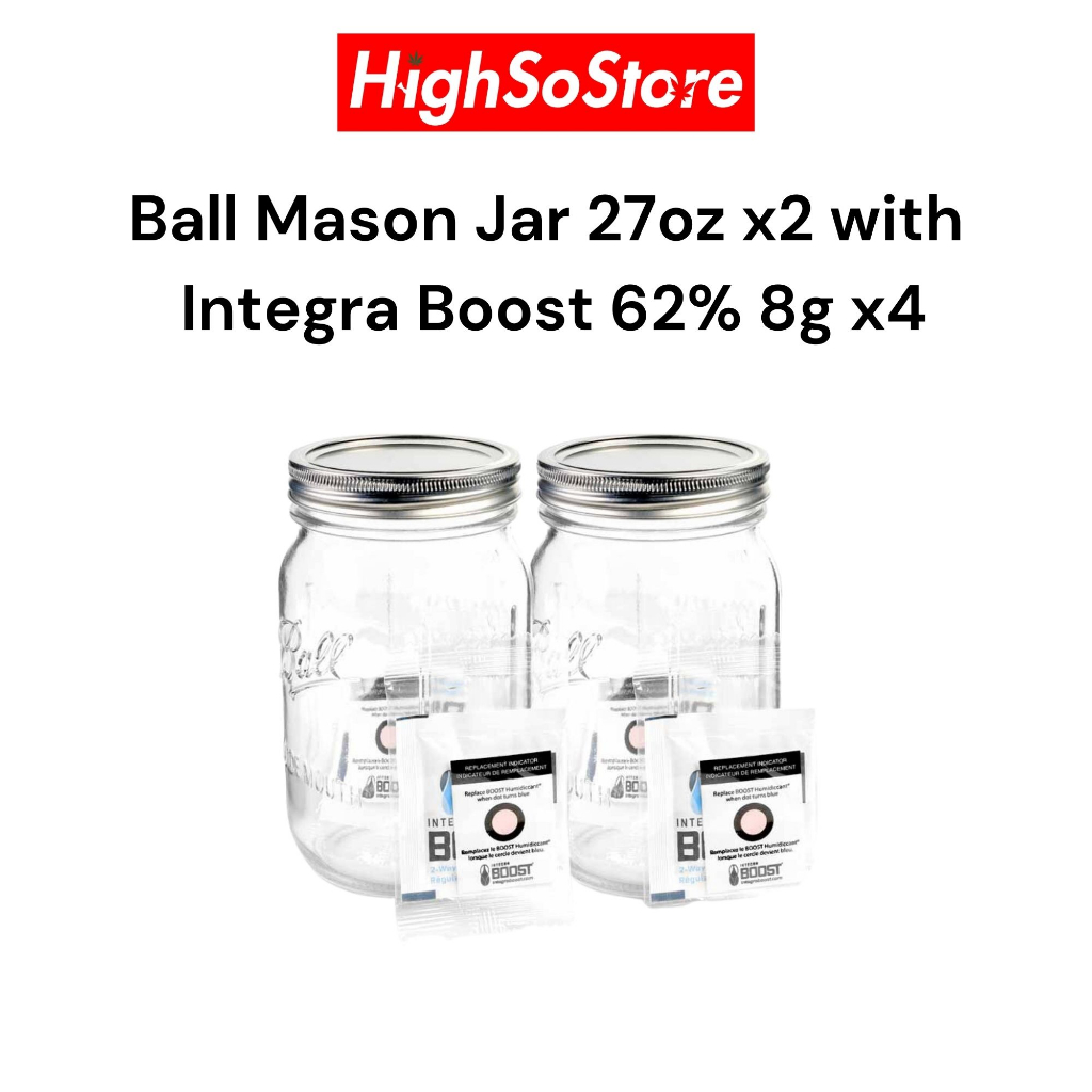 🚚พร้อมส่ง 🚚ส่งไว โหลแก้ว Ball  Mason Jar 27oz x2 with Integra Boost 62% 8g x4