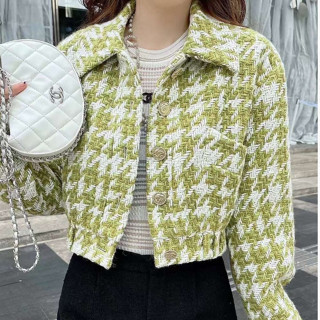 CHANEL TWEED CROP JACKET เสื้อครอป แจ็คเก็ต ทวิต ทวิส ชาแนล สีเขียว