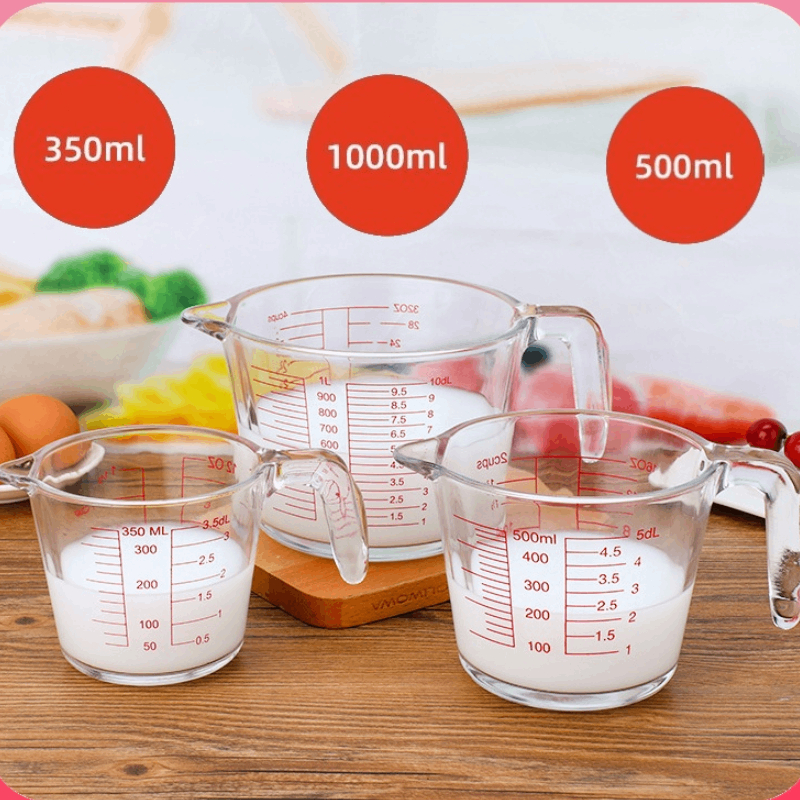 แก้วตวง 350ml 500ml 1000ml สามารถอุ่นได้ ทำจากแก้วอย่างหนา ทนความร้อนสูง ทนทาน