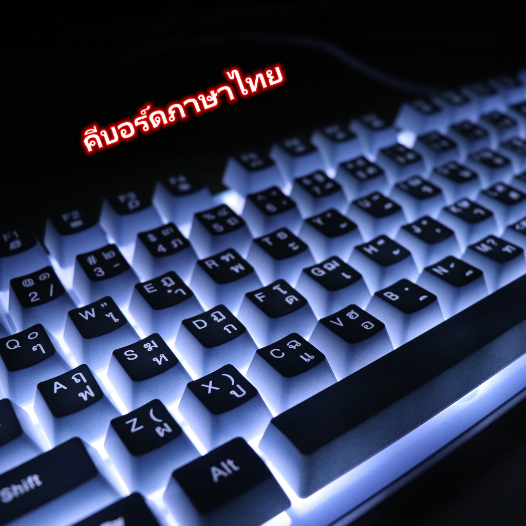 ช์กดเสียงดังคีย์แคปสีสวย Gaming Keyboard Mechanical 80% คีย์บอร์ด แป้นพิมพ์มีไฟ แป้นพิมพ์เกมมิ่ง