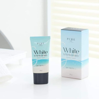 กันแดดเพียว ผสมรองพื้น PURE White Strawberry SPF 50 PA 20g.