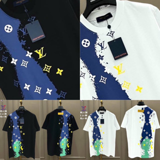 Louis Vuitton T-SHIRT UNISEX 💙🖤 เสื้อยืด LV MONOGRAM 🏷️Hiend 1:1 cotton 💯 ร้านค้าจัดส่งไว