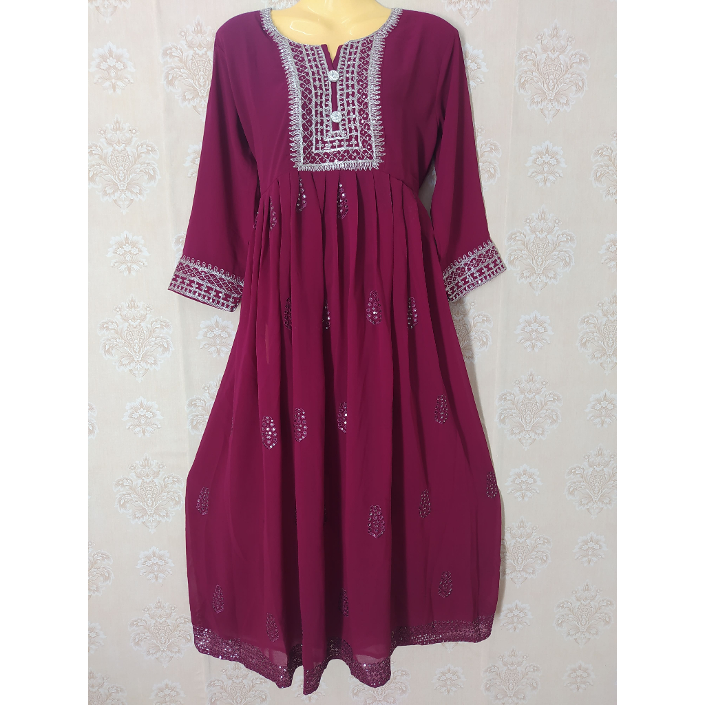 Indian Anarkali Dress Georgette fabric with sequence and embroidery work Size XL