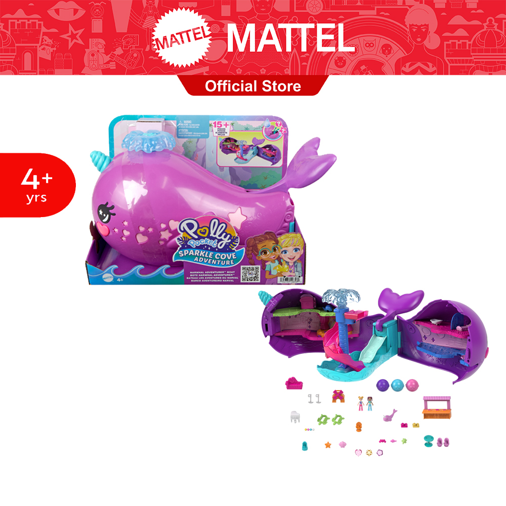 Polly Pocket Sparkle Cove Adventure Narwhal Adventurer Boat Playset พอลลี่ พ็อกเก็ต สปาร์กเคิ่ลโคฟแอดเวนเจอร์ เพลย์เซตเรือนาร์วาฬผจญภัย HKV71