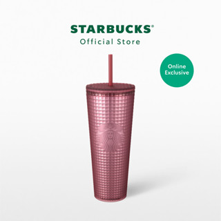 Starbucks Grid Soft Touch Burgundy Cold Cup 24oz. ทัมเบลอร์สตาร์บัคส์พลาสติก ขนาด 24ออนซ์ A11146862