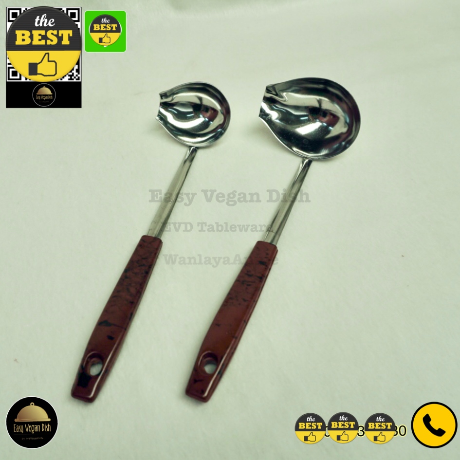 กระบวยตักน้ำซุป มีปากเท กระบวยสุกี้ ด้ามสีน้ำตาล สเตนเลส ที่ตักซอส ที่ตักน้ำจิ้ม กระบวยตักน้ำจิ้ม - รูปที่ 2