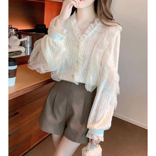 🔥พร้อมส่ง🔥เสื้อลูกไม้สวยหรูดูเเพงใส่ออกงานดูดีมากๆสวยหวานละมุนผ้าลูกไม้ทั้งตัว เสื้อลูกไม้ฉลุลายหรูหรา