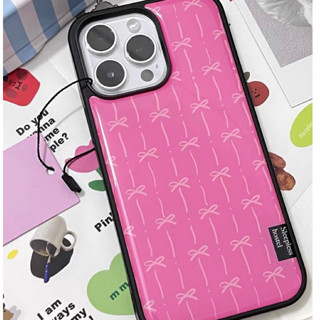 Sleeplesshostel pink ribbon phone case เคสไอโฟนลายโบว์สีชมพู