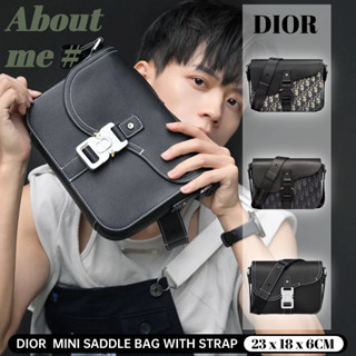 👜ดิออร์ Dior mini saddle bag (มีสายสะพาย) 👜mens crossbody bag ปักคลาสสิก