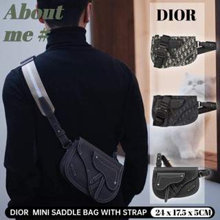 👜ดิออร์ Dior Oblique Jacquard Saddle Bag 👜 กระเป๋าสะพายข้างผู้ชาย (มีสายสะพาย) กระเป๋าคาดหน้าอกผู้ชาย