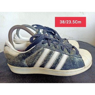 Adidas Size 38 ยาว 23.5 Cm  รองเท้ามือสอง  ผู้หญิง เท้าเล็ก  หนัง แฟชั่น ลำลอง ทำงาน