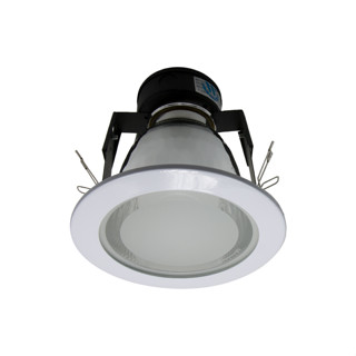 Downlight ดาวน์ไลท์กลมฝังฝ้า สีขาว/สีเงิน มีกระจกปิด ตรงกลางมีเก็บสายไฟ ขั้ว E27 รุ่น WL-4001BF-WH/SN