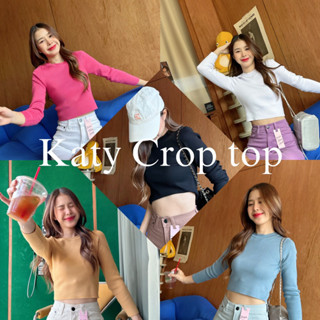 Katy Crop top เสื้อไหมพรมแขนยาว