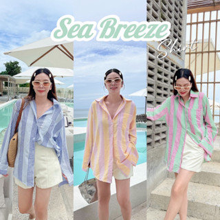 (โค้ด L299HIT ลด 20%) 𝗡𝗲𝘄 SEA BREEZE SHIRT เสื้อเชิ้ตลายทางโอเวอร์ไซส์ กระเป๋า1ข้าง ผ้าอัดยับ ไม่ต้องรีด