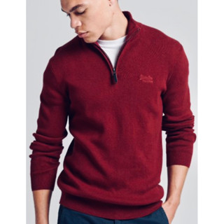 SUPERDRY ORGANIC COTTON VINTAGE EMBROIDERED HENLEY JUMPER เสื้อสเวตเตอร์ แขนยาว ปลายแขน ชายเสื้อจั๊ม ผู้ชาย ซูเปอร์ดราย