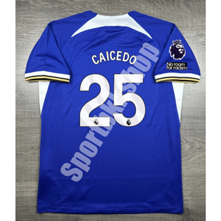 เสื้อฟุตบอล Chelsea Home เซลซี เหย้า 2023/24 พร้อมเบอร์ชื่อ 25 CAICEDO และอาร์มพรีเมียร์ลีค NO ROOM