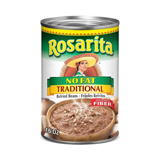 Rosarita No Fat Traditional Refried Beans ถั่วกระป๋อง สไตล์แม็กซิกัน ไม่มีไขมัน 454g