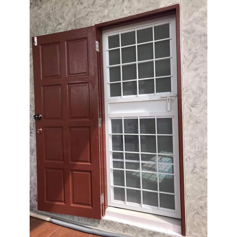 เหล็กดัดประตู💥ราคาถูก💥พร้อมมุ้งลวด ✍️ขนาดรวมวงกบ(สั่งทำรายละเอียดทักแชท)