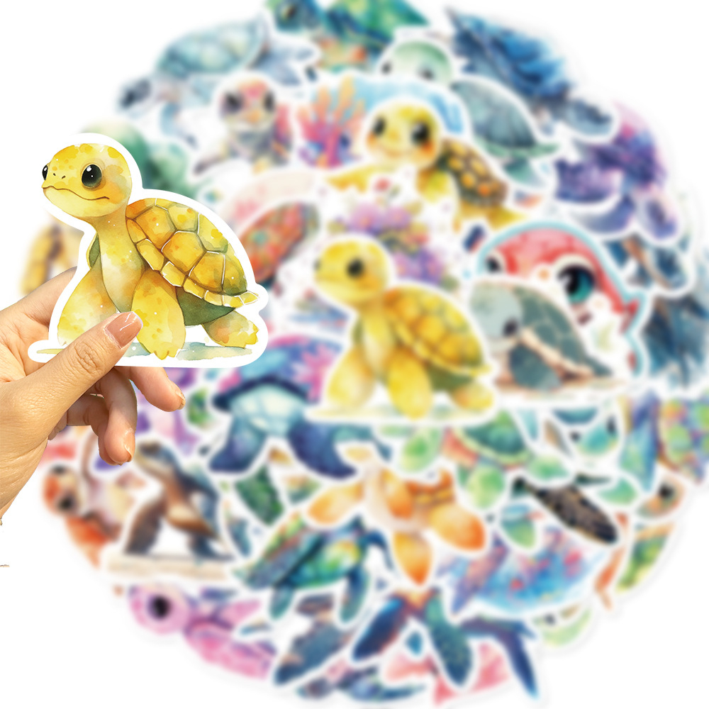 ✨พร้อมส่ง✨น่ารัก Cute turtle sticker colorful เต่าทะเล  สติกเกอร์ ตกปลา สเก็ตบอร์ด 50ชิ้น ราคา ถูกที่สุด ดีลบีเคเค แกลเลอรีภาพที่ 6