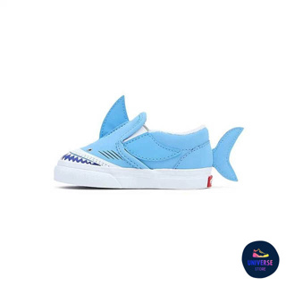 [ของแท้ ส่งฟรี จากไทย] VANS TODDLER SLIP-ON V SHARK - BLUE/TRUE WHITE