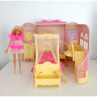 ฉากบ้านตุ๊กตาบาร์บี้วินเทจปีเก่าแถมตุ๊กตาบาร์บี้ Barbie bedroom and bathroom set