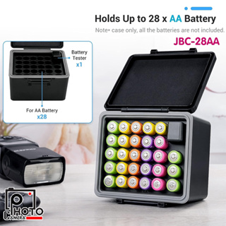 JJC JBC-28AA กล่องเก็บแบตเตอรี่ความจุสูง พร้อมเครื่องทดสอบพล…