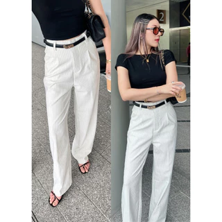 THESUNCO - AIKA TROUSERS อัย-กะ ผ้าไม่ต้องรีด! กางเกงขากระบอกตรงเอวสูงยับยาก พรางหุ่น