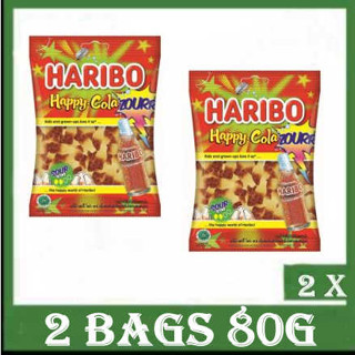 2 Haribo Gummy Candy 80g - Zourr ( Sour) 2 bags Happy Cola/Mix Sour/Soda Party/Worms