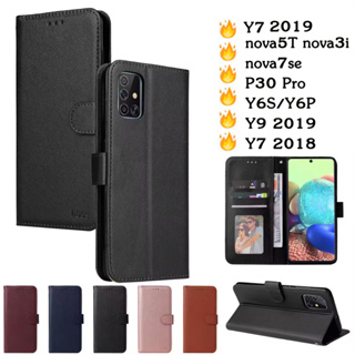 เคสฝาพับ แบบแม่เหล็กเปิดปิด มีล็อค สำหรับ HUAWEI Y6S Y6P Y9 Y7 2018 2019 P30 Pro nova3i nova5T nova7se พร้อมช่องใส่บัตร